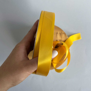 Лента атлас Ding Xin 2.5 см * 90 м - #0650 Желтый Золотистый. Photo 3